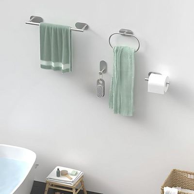 Kit Acessórios Banheiro Inox Autoadesivo Com 5 Peças Suporte