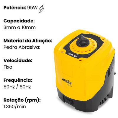 Afiador Amoladora de Brocas Elétrico 3 a 10mm Profissional Abv095 Vonder 220V