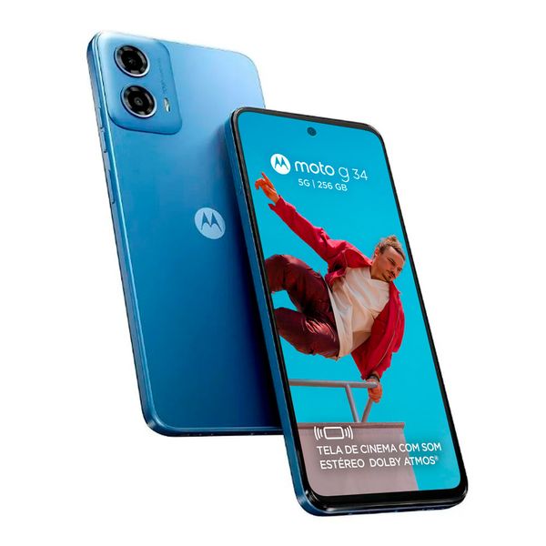 Imagem Smartphone Motorola G34 5G 128GB Tela de 6.5" Câmera Dupla 50MP + 2MP Azul