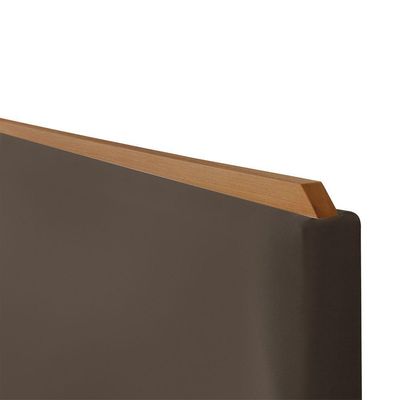 Cabeceira Cama Box Queen 1,60m Estofada Detalhe Em Madeira Java Veludo Marrom