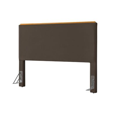 Cabeceira Cama Box Queen 1,60m Estofada Detalhe Em Madeira Java Veludo Marrom