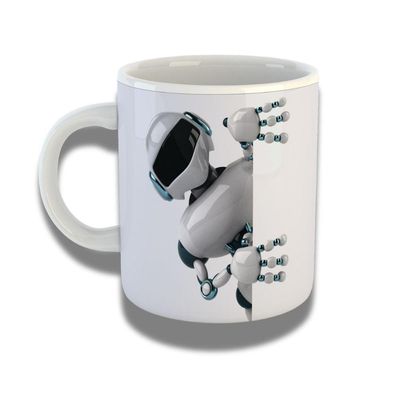 Caneca De Porcelana 325ml Com Design 3d Exclusivo Robô