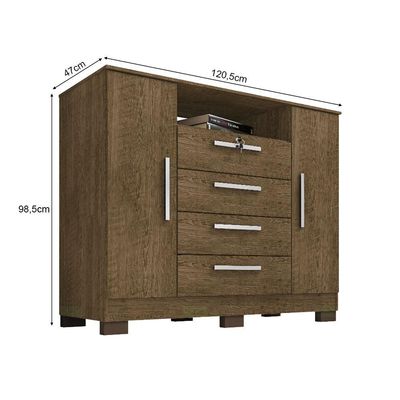 Cômoda London 2 Portas E 4 Gavetas Malbec