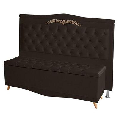 Kit Cabeceira De Cama Box E Calçadeira Baú Madri Queen 160 Cm Suede Marrom Do Lar Móveis E Decoração