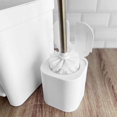 Conjunto 2 Escovas Sanitárias com Suportes para Banheiro Lavabo Polipropileno Dual OU Branco