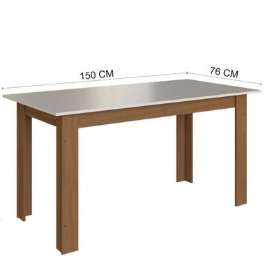 Conjunto De Mesa 1,50cm Belgica Com 6 Cadeiras Indekes Freijo/off White/cacau