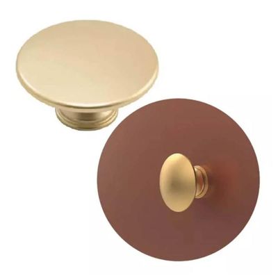 Kit 20 Puxadores Móveis Botão Ponto Dourado 3x2cm Redondo Zamac Tucson Torralba