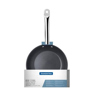 Frigideira Tramontina Professional Rasa Em Aço Inox Com Fundo Triplo Revestimento Interno Em Antiaderente Com Cabo 30 Cm
