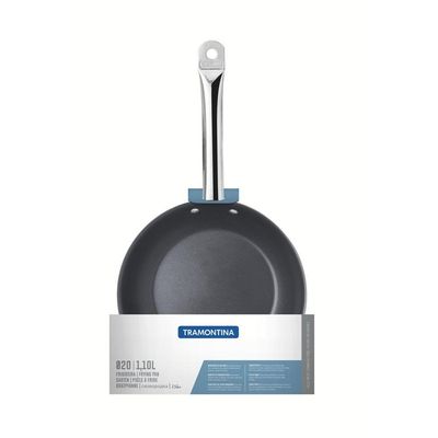 Frigideira Tramontina Professional Rasa Em Aço Inox Com Fundo Triplo Revestimento Interno Em Antiaderente Com Cabo 20 Cm