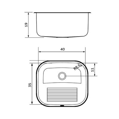 Tanque De Encaixe Tramontina Hera Compact 19 Em Aço Inox Acetinado 40x35 Cm