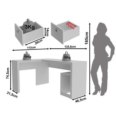 Mesa para Escritório com 2 gavetas ME4129 Branco Tecnomobili