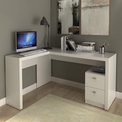 Mesa para Escritório com 2 gavetas ME4129 Branco Tecnomobili