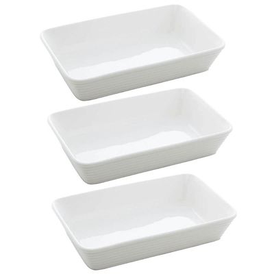 Kit 3 Assadeiras de Porcelana Branca 1,5L Refratário Lyor Re