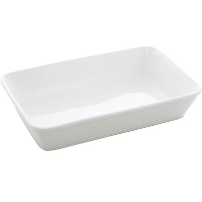 5 Travessas Brancas de Porcelana 29x20x5cm Retangulares Línea Refratário para Gratinados
