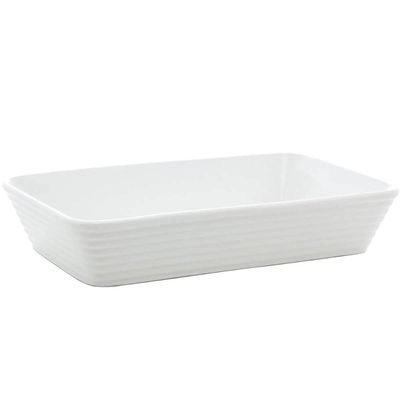 Kit 5 Travessas Assadeiras de Porcelana Branca 1,5L Refratár