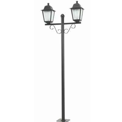 Poste de Jardim Preto Externo 2,1m Alumínio 2 Lâmpadas Bivolt Luminária Bivolt