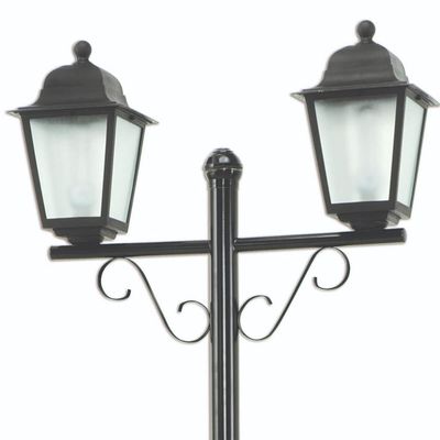 Poste de Jardim Preto Externo 2,1m Alumínio 2 Lâmpadas Bivolt Luminária Bivolt