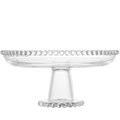 Kit 5 Boleiras de Cristal Wolff Pearl 20x9cm Prato com Pedestal Bolo Pudim Hotel Restaurante