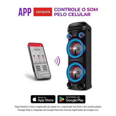 Caixa De Som Aiwa Torre Bluetooth 2300w Aws-t2w-02 Preto Bivolt