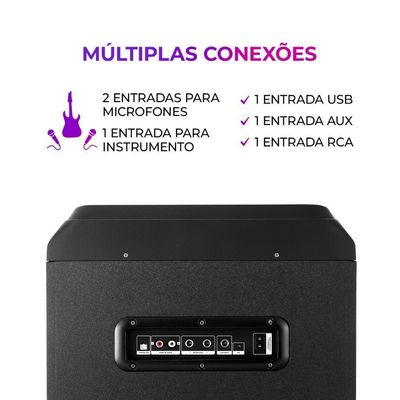 Caixa De Som Aiwa Torre Bluetooth 2300w Aws-t2w-02 Preto Bivolt