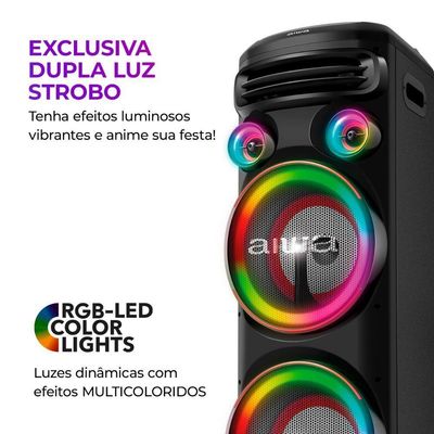 Caixa De Som Aiwa Torre Bluetooth 2300w Aws-t2w-02 Preto Bivolt