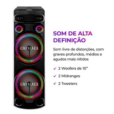 Caixa De Som Aiwa Torre Bluetooth 2300w Aws-t2w-02 Preto Bivolt