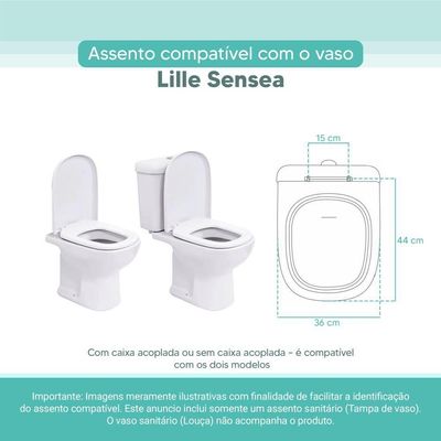 Tampa Vaso Sanitário Madeira Laqueada Lille Branco Para Bacia Sensea