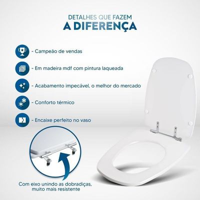 Tampa De Vaso Sanitário Monte Carlo Branco Para Bacia Deca