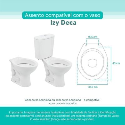 Tampa Vaso Sanitário Madeira Laqueada Izy Branco Para Bacia Deca