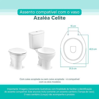 Tampa Vaso Sanitário Madeira Laqueada Azalea Branco Para Bacia Celite