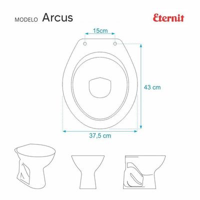 Tampa De Vaso Sanitário Laqueado Arcus Branco Para Louça Eternit