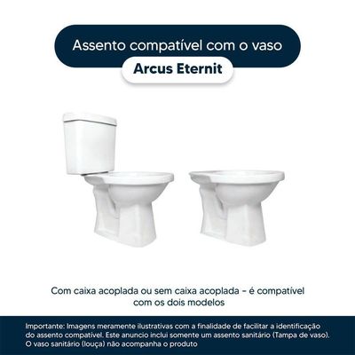 Tampa De Vaso Sanitário Laqueado Arcus Branco Para Louça Eternit