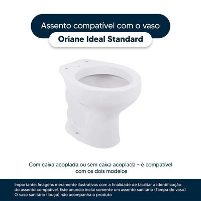 Tampa De Vaso Sanitário Poliéster Oriane Branco Para Bacia Ideal Standard