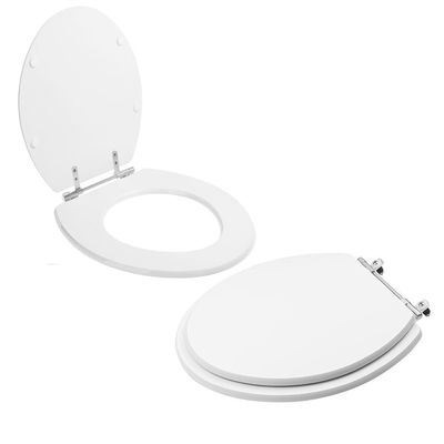 Tampa Vaso Sanitário Madeira Laqueada Oval Convencional Branco Para Bacia Icasa