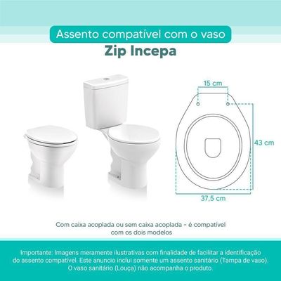 Tampa Vaso Sanitário Madeira Laqueada Zip Branco Para Bacia Incepa