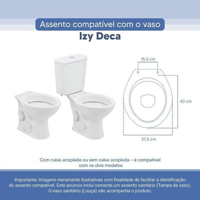 Tampa Vaso Sanitário Poliester Acrilico Izy Branco Para Bacia Deca