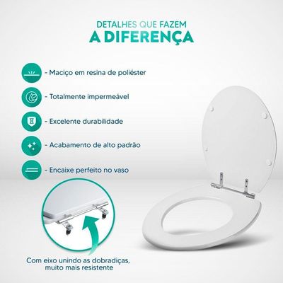 Tampa De Vaso Sanitário Poliester Arcus Branco Para Louça Eternit