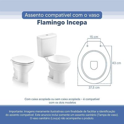 Tampa Vaso Sanitário Poliester Acrilico Flamingo Branco Para Bacia Incepa