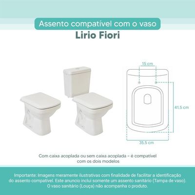 Tampa Vaso Sanitário Madeira Laqueada Lirio Branco Para Bacia Fiori