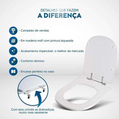 Tampa De Vaso Em Mdf Etna Branco Para Bacia Icasa