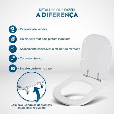 Tampa De Vaso Em Mdf Vogue Plus Branco Para Bacia Deca