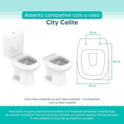 Tampa Vaso Sanitário Madeira Laqueada City Branco Para Bacia Celite
