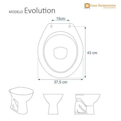 Tampa De Vaso Sanitário Evolution Cinza Claro Para Bacia Santamarina
