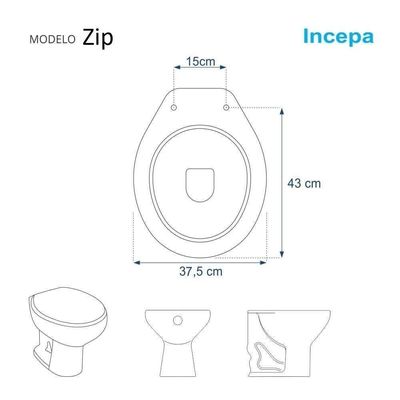 Tampa De Vaso Zip Branco Para Bacia Incepa 6lpf