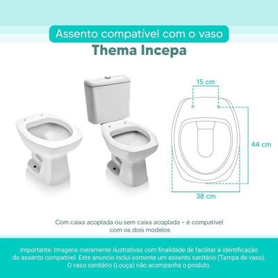 Tampa Vaso Sanitário Madeira Laqueada Thema Branco Para Bacia Incepa