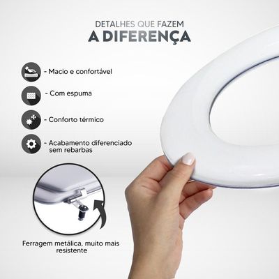 Tampa De Vaso Almofadada Macia Modelo Aspen Branco Para Bacia Deca