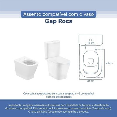 Tampa Vaso Sanitário Poliester Acrilico Gap Branco Para Bacia Roca
