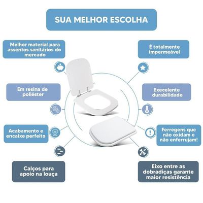 Tampa Vaso Sanitário Poliester Acrilico Gap Branco Para Bacia Roca