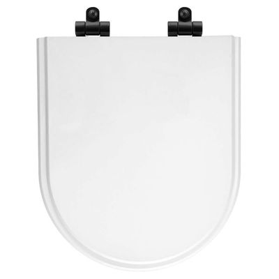 Tampa De Vaso Poliéster Com Fechamento Lento Link-lk Branco Para Louça Deca Com Ferragem Preta