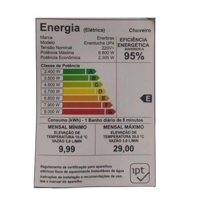 Chuveiro Enerducha Up4 Enerbras 220v~6800w Preto